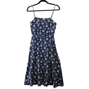 HVN Nora Dress Peace Silk Blue Womens Size 2 Cami Knee Length